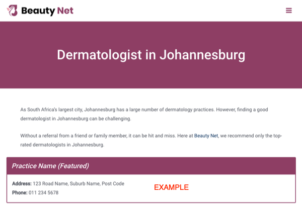 city dermatology listing